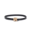 Fine ceinture élégante en cuir PU noir avec boucle fleur de rose dorée pour femme - Noir (Boucle Rose)