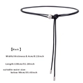 Minimalistischer schwarzer Kordelgürtel für Damen mit silberner Schnalle, 130 cm - Schwarz