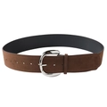 Vintage wide brown suede belt for women featuring a large silver horseshoe metal buckle - Silver Buckle (White Buckle + Coffee) / Coffee