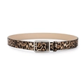 Dettaglio di una cintura leopardata alla moda con fibbia rettangolare in argento opaco - Marrone leopardato