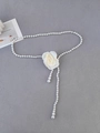 Elegant white camellia flower waist chain with delicate imitation pearls for dresses - Camellia Pearl White Flower