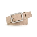 Ceinture en daim kaki avec boucle carrée argentée et coutures décoratives blanches - 108cm / Kaki
