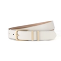 Elegant off-white leather belt for women featuring a matte gold pin buckle and double rings - Off White