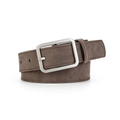 Ceinture classique en cuir givré marron foncé avec une boucle en métal brossé argent - 108cm / café