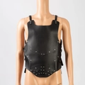 Coraza de cuero negro estilo renacentista con remaches plateados para cosplay vikingo - Negro B