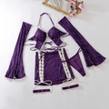 Funkelndes lila Pailletten-Lingerie-Set mit Neckholder-Top und Minirock mit Seitenschleifen - S / Lila