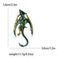 Green dragon enamel brooch for men's suit with size and weight dimensions - Green