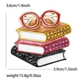 Creative enamel book and glasses brooch with rhinestones for men and women 3.9cm - Colorful