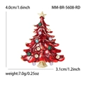 Spilla a forma di albero di Natale smaltata con strass colorati su base in lega - Rosso (MM-BR-5608-RD)