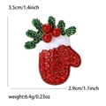 Spilla guanto di Natale con strass rossi e foglie verdi, misura 3,5 cm per 2,9 cm - Rosso-4807-RD