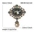 Broche vintage de cristal con perla dorada para trajes de mujer 4.8x3.9 cm - Dorado