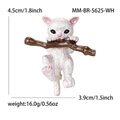 Süße weiße Katzen Emaille Brosche mit Bronsezweig Detail auf weißem Hintergrund - Weiß 5625-WH