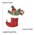 Broche chaussette de Noël avec strass rouges et détails de canne en sucre émaillée - Multicolore-4808-MX