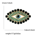 Broche de ojo turco dorado con cristales verdes y pupila azul, tamaño de 5,8cm x 3,5cm - Verde