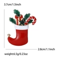 Christmas stocking brooch with colorful enamel candy cane and sparkling rhinestones - Colorful