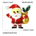 Broche de Papá Noel esmaltado con bolsa de regalos dorada y detalle de perla - Rojo