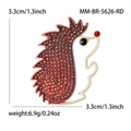 Broche de erizo en esmalte rojo y aleación dorada, medida 3,3cm, peso 6,9g, variante roja - Forma de Erizo (MM-BR-5626-RD) / Rojo