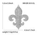 Silver Fleur-de-lis brooch with white crystals measuring 5.2cm height and 4.3cm width - Silver 5614-SL
