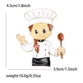 Cartoon female chef enamel brooch with white hat and spoon, creative profession lapel pin - White