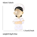 Creative cartoon chef brooch pin for suit collar with dimensions and product weight details - White