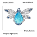Bienen-Brosche mit blauem Kristall und Strasssteinen aus Silberlegierung Maße 3,4cm x 2,1cm - Blau (MM-BR-8549-BL) / Blau