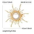 Golden sunburst brooch with white rhinestones, size 4.5cm and weight 8.5g - Gold