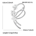 Spilla nodo elegante in lega d'argento con perle e strass per cappotti da donna, 6,6cm - Argento (5632-SL)