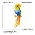 Kleurrijke emaille papegaai vogel broche met afmetingen en legering metalen afwerking - Blauw