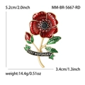 Spilla smaltata a forma di papavero rosso con nastro Lest We Forget per abiti - Rosso (MM-BR-5667)