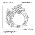 Elegante spilla a corona d'argento con perle bianche e strass di cristallo scintillanti - Argento