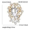 Luxe kristalglas broche voor damespakken met vintage gouden afwerking en peervormige steen - Goud