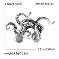 Spilla a polpo in argento vintage con perle e cristalli, guida alle misure 5,1cm - Argento Antico (MM-BR-5621-SL)