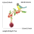 Spilla uccello in smalto su ramo dorato con fiori e bacca, lunga 6,2cm e peso 20g - Blu (5656-BL)