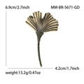 Elegant gold ginkgo leaf brooch with black rhinestones for suits, size 6.9cm by 4.2cm - Gold
