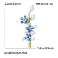Elegante spilla a fiore in smalto blu e bianco con perla centrale, misura 5,9x2,4 cm - Blu
