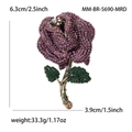 Elegante spilla a rosa con micro-zirconi e placcatura oro vintage per abiti - Stile Magenta (MM-BR-5690-MRD)