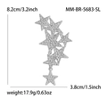 Spilla a grappolo di stelle argentate con strass, lunghezza 8,2 cm e larghezza 3,8 cm da donna - Argento