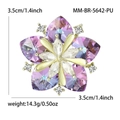 Eleganter Sonnenblumen-Anstecknadel in Gold mit lila Kristallen, 3,5 cm Blumen-Brosche - Lila (5642-PU)