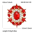 Elegante stervormige legering broche met rode strassteentjes en heldere kristallen - Rood