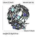 Eleganter Vogelnest-Kristallbrosche mit blauen und violetten Strasssteinen in Silber - Antik Silber Blau (MM-BR-5687-BL)