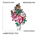 Vintage-Blumenbrosche mit bunten Strasssteinen und 10,5 cm Größe für Damen - Bunt