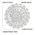 Elegante spilla a girasole in argento con strass di cristallo per abiti da sera lusso - Argento (MM-BR-5686-SL)