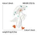 Cartoon alloy enamel white goose brooch with blue rhinestones and size measurement line - Silver (MM-BR-5702-SL)
