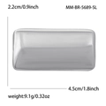 Spilla in lega d'argento lucido a forma rettangolare irregolare, misura 4,5x2,2cm - Argento