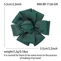 Dark green satin fabric flower brooch with 5.5cm diameter and 5.2g lightweight design - Green (7126-GN)