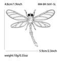 Eleganter Libellen-Anstecker aus Silberlegierung mit weißem Muschel-Inlay und Strass - Silber (MM-BR-5691-SL)