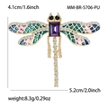 Elegante gouden libel broche met paars kristal en blauwe geëmailleerde vleugels - Libel Broche (MM-BR-5706-PU) / Paars