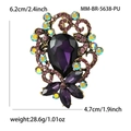 Vintage paarse kristalglazen broche met goudkleurige metalen basis en hanger - Paars