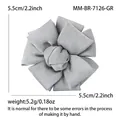 Creative handmade grey fabric flower brooch pin for coats and cardigans accessory - Gray 7126-GR