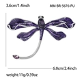 Exquisite purple enamel dragonfly brooch with rhinestones and large purple gemstone - Purple